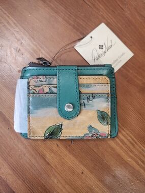 Patricia Nash Teal Floral Leather Card Wallet